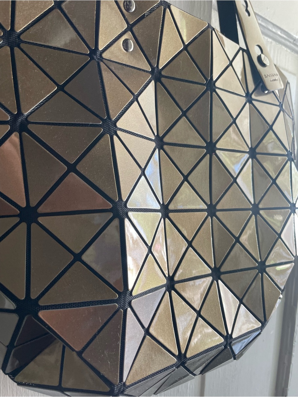 BAOBAO Issey Miyake Geometric Metallic Bronze Prism Tote Bag - Women’s Handbag - Picture 4 of 11
